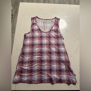 Women's Eddie Bauer Sleeveless Maroon Plaid Pajama/Lounge Top